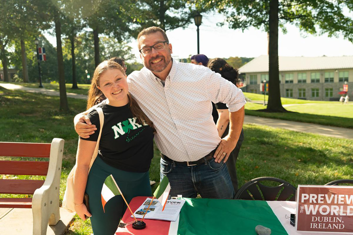 Tim Barton and a student at the Study Abroad Fair.