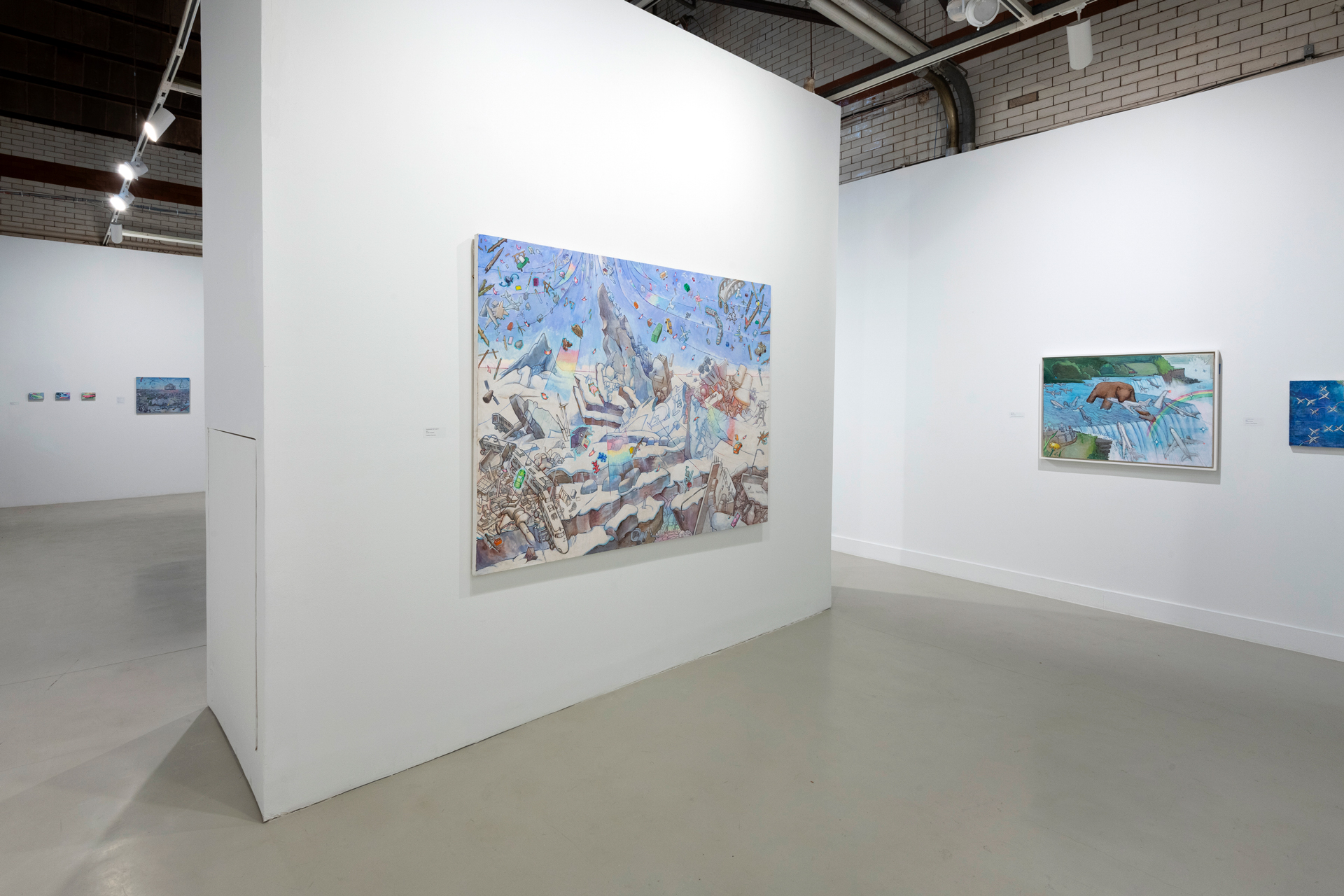Installation view "Hiro Sakaguchi: Landscapes of a Restless Mind," Spruance Gallery, Benton Spruance Art Center