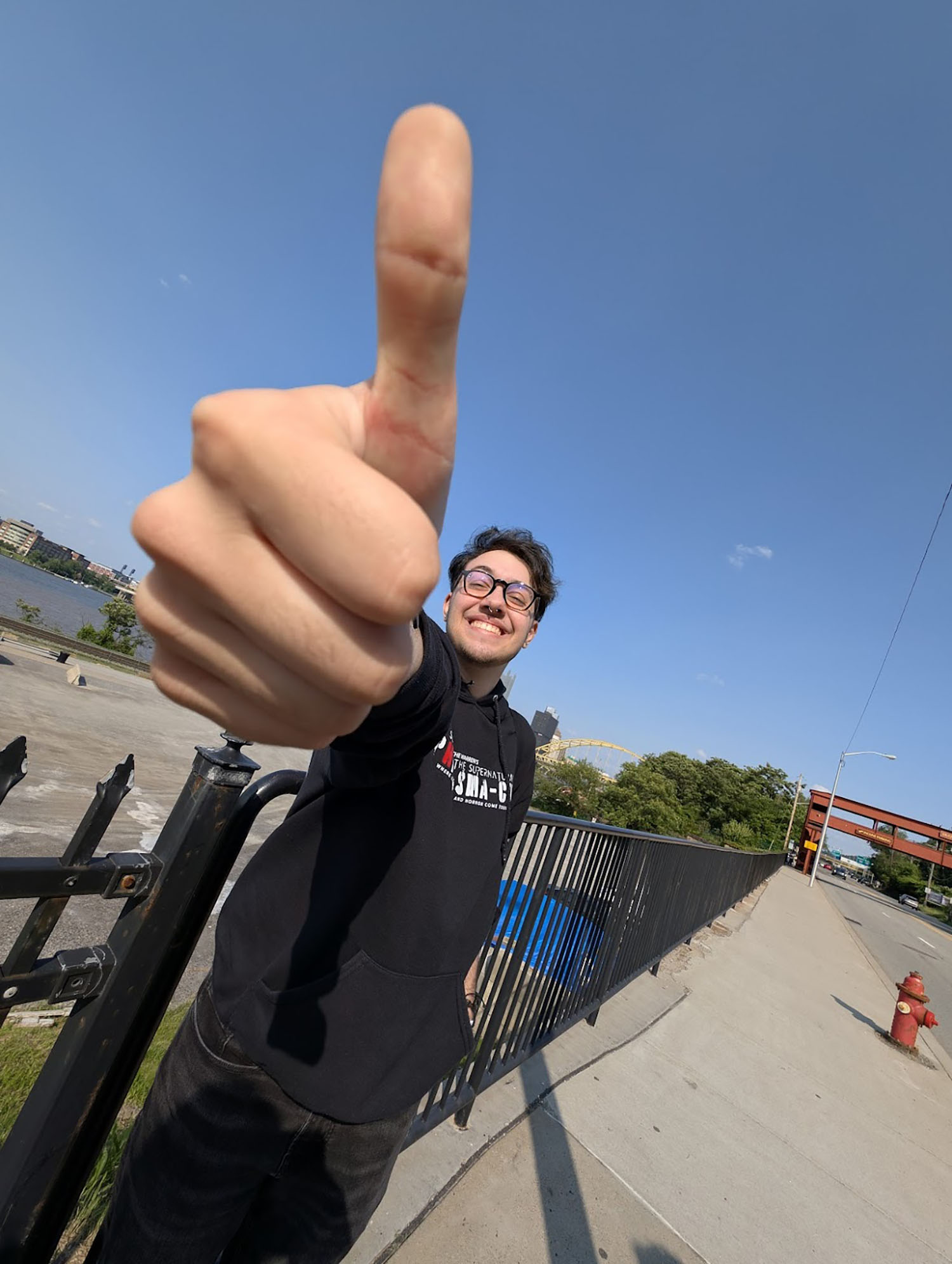 Everett Delp ’29 giving a thumbs up.
