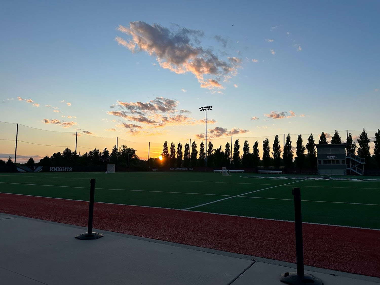 Jean Lenox West Field at sunset.