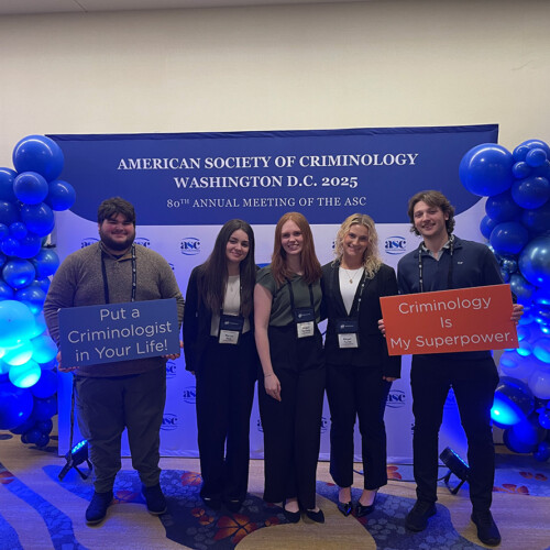 Arcadia University criminal justice students pose for a photo at a conference