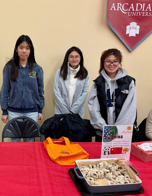 Tiffany Guo ‘26, Joyce Kang ‘26, and Mira Ding ‘26 represent China at the Arcadia Culture Fair.