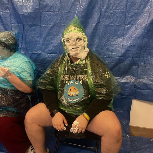 Carter Mostecki ’28 after getting pied.