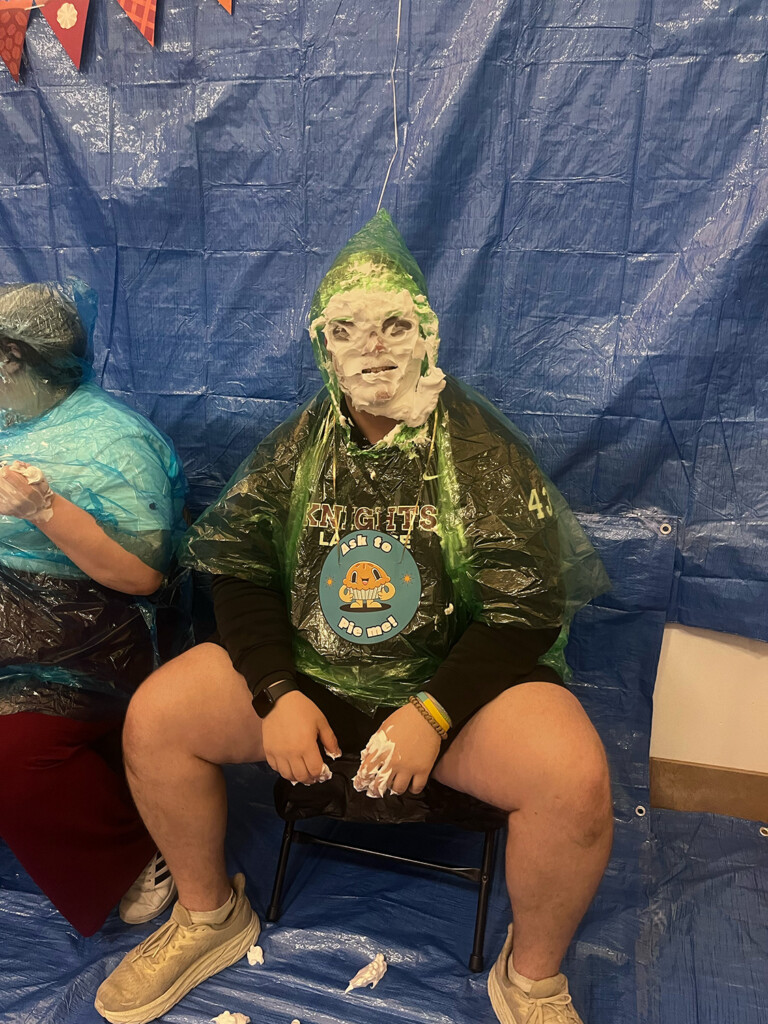 Carter Mostecki ’28 after getting pied.