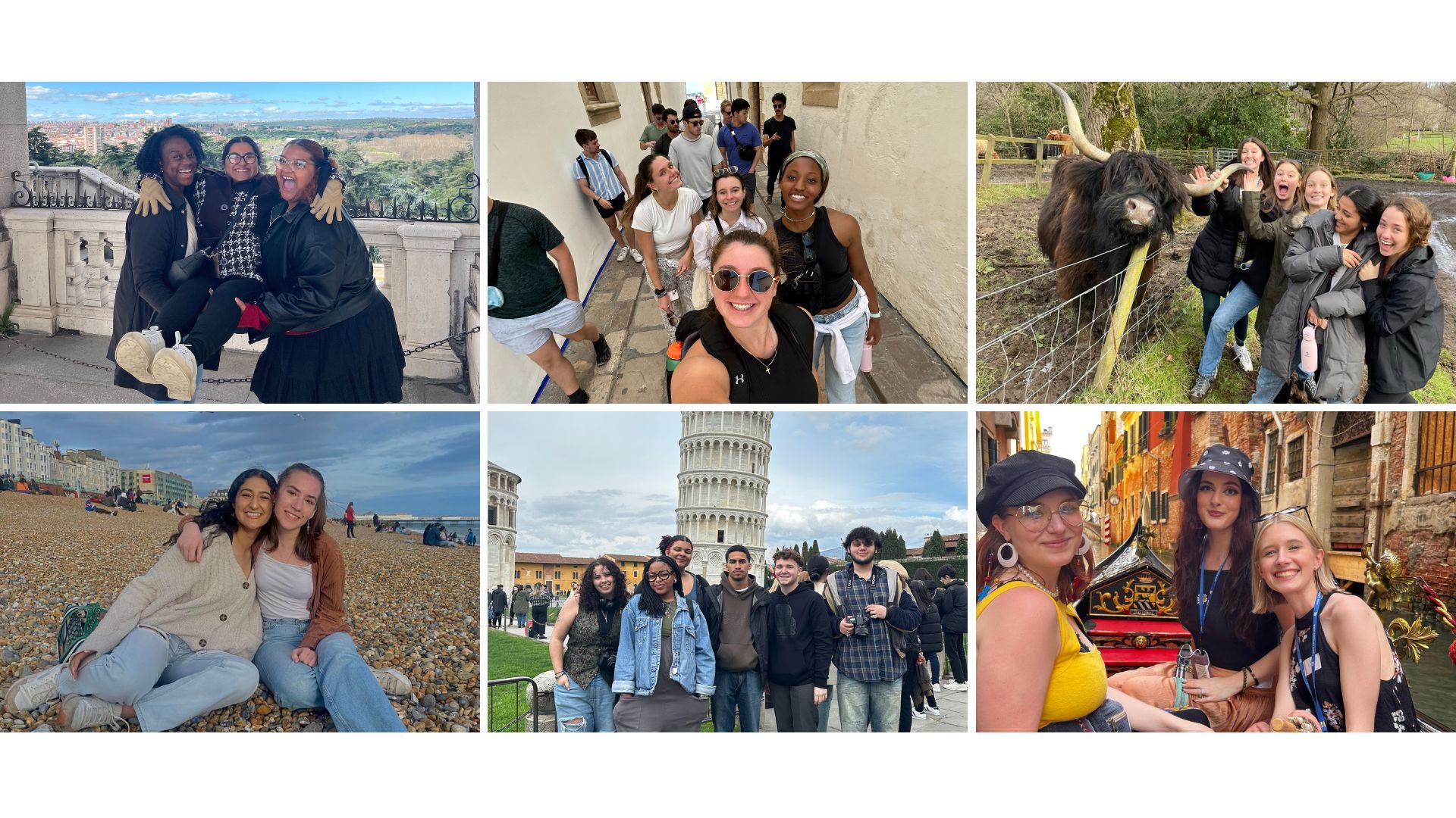 collage of students studying abroad in various locations around the world