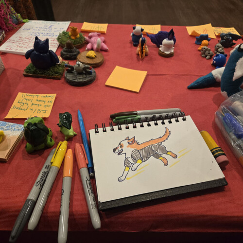 Corin DeStefano's ’28 table at the Art Nite Market.