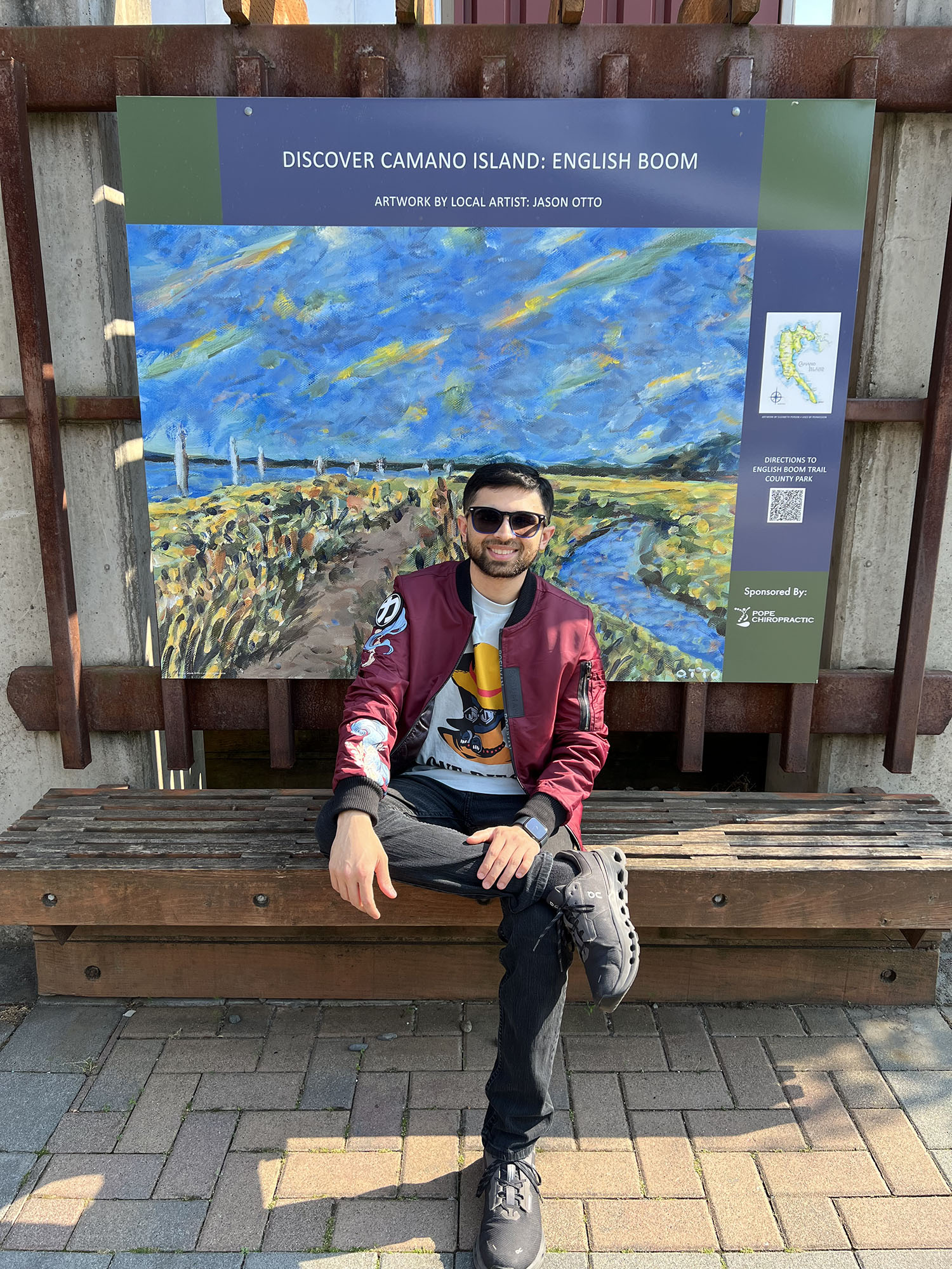 Jay Mehta ’20M, ’28EdD sitting on a bench.