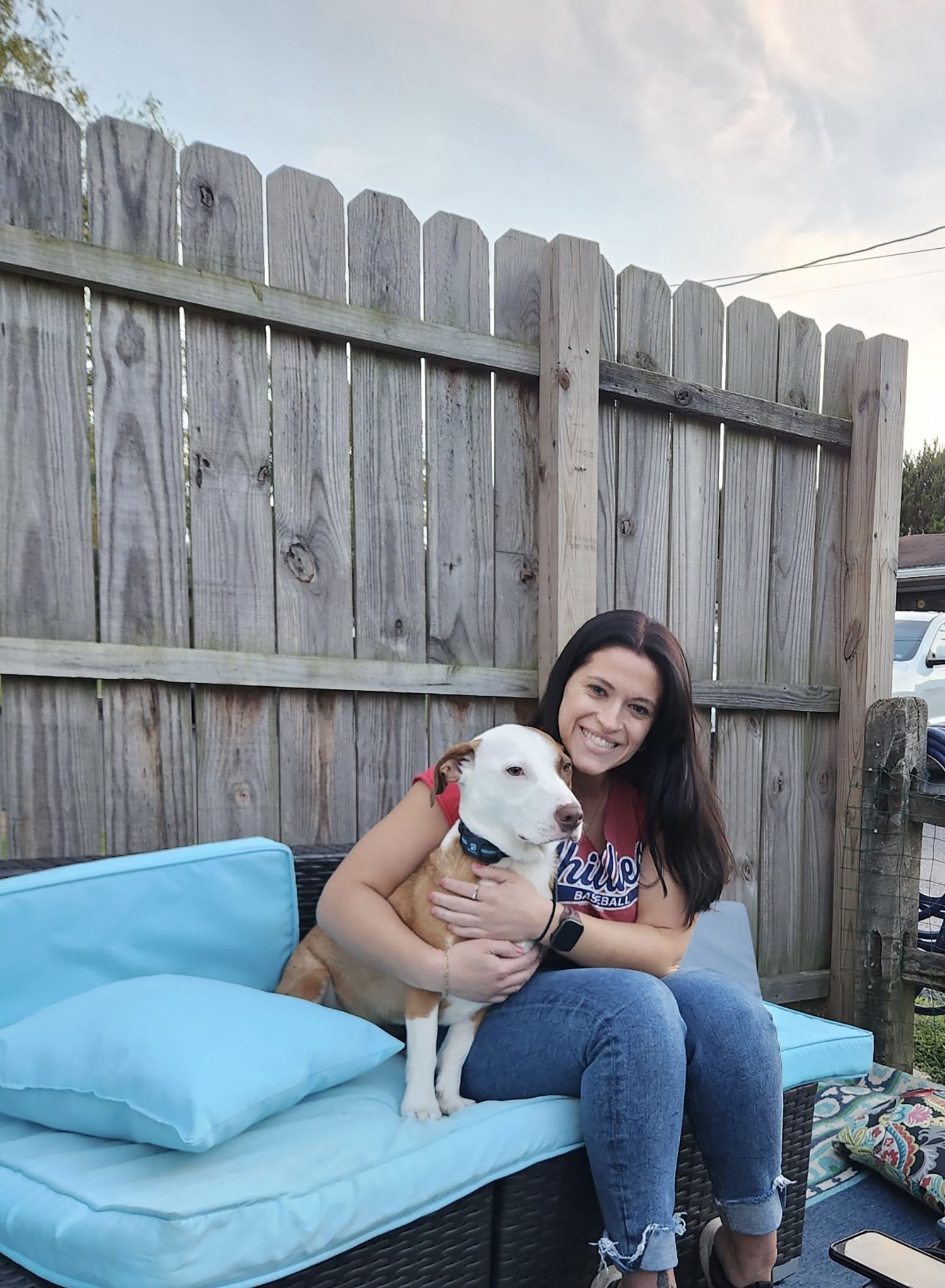 Lauren Fitzgerald ’28 and her dog.