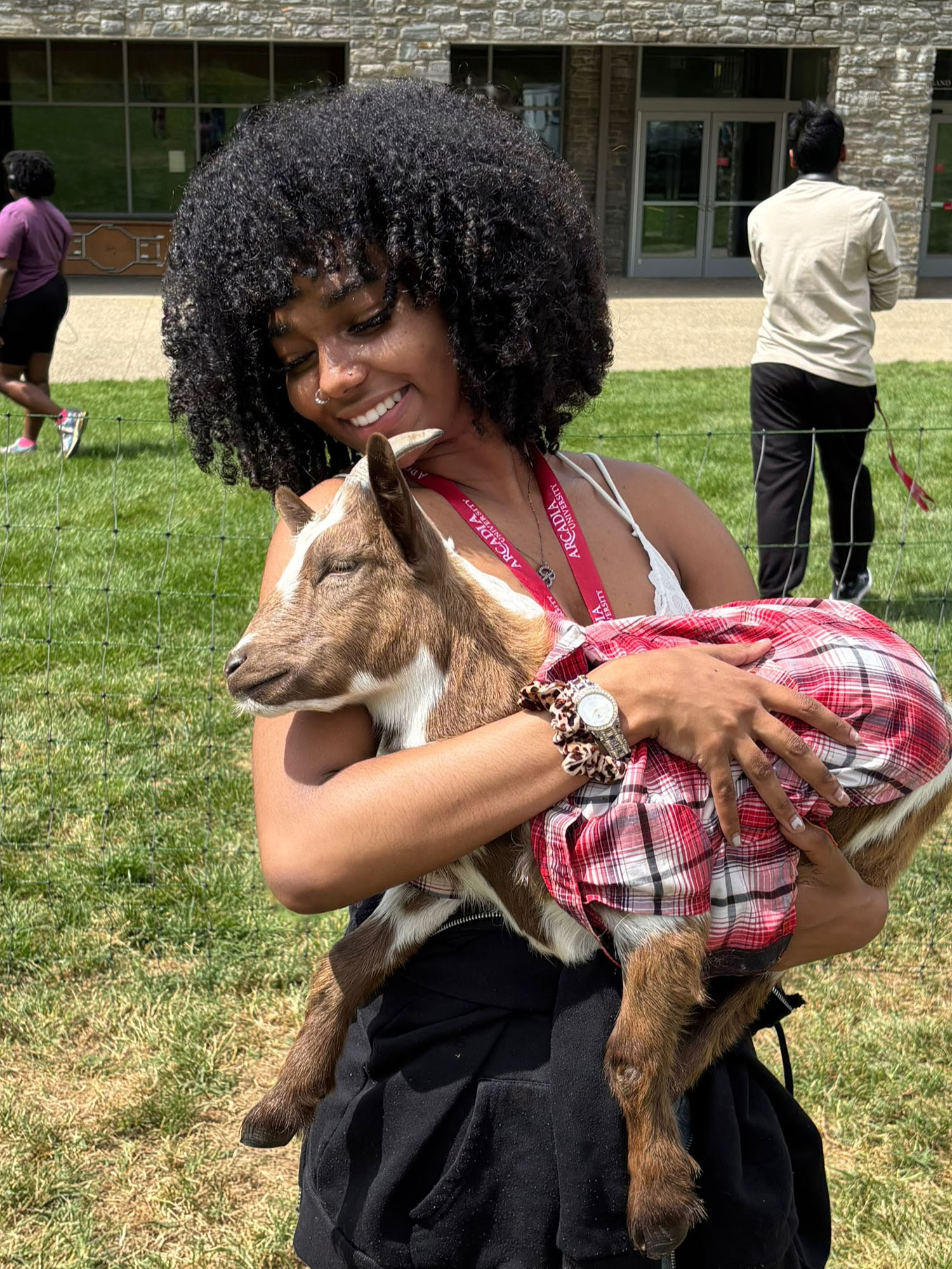 Trinity Smith ’27 holding a goat