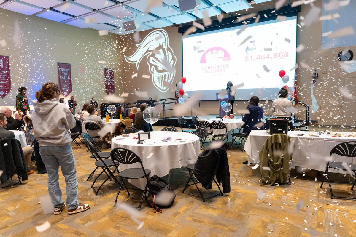 Confetti falling after the reveal at UKT.