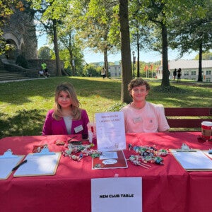 Nelly Tyncherova ’26 and Jacob Mann ’26 at the Activities Fair.