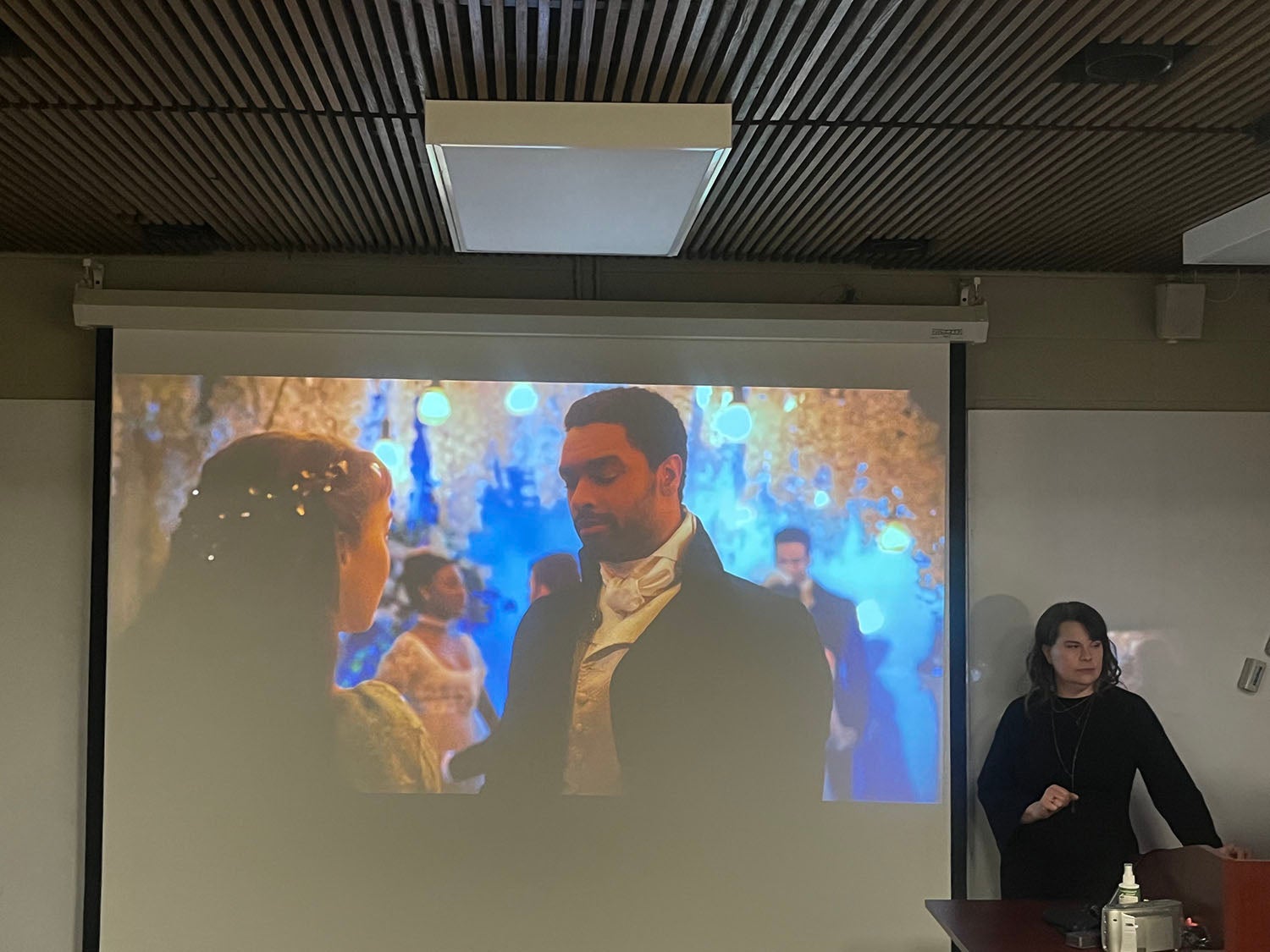 JJ Demetrius's class watching Bridgerton on Netflix.