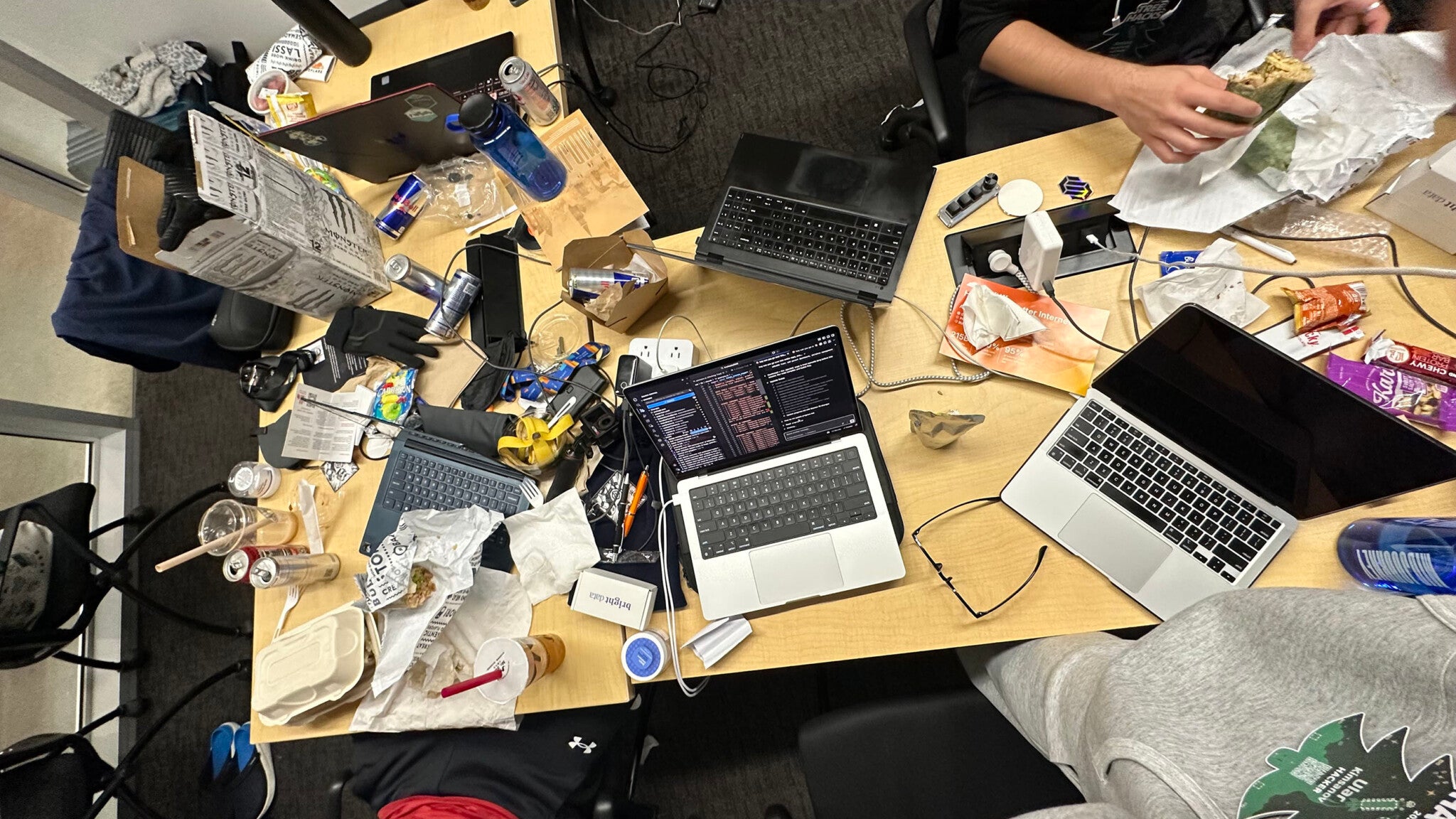Ular Kimsanov's desk during the hackathon.