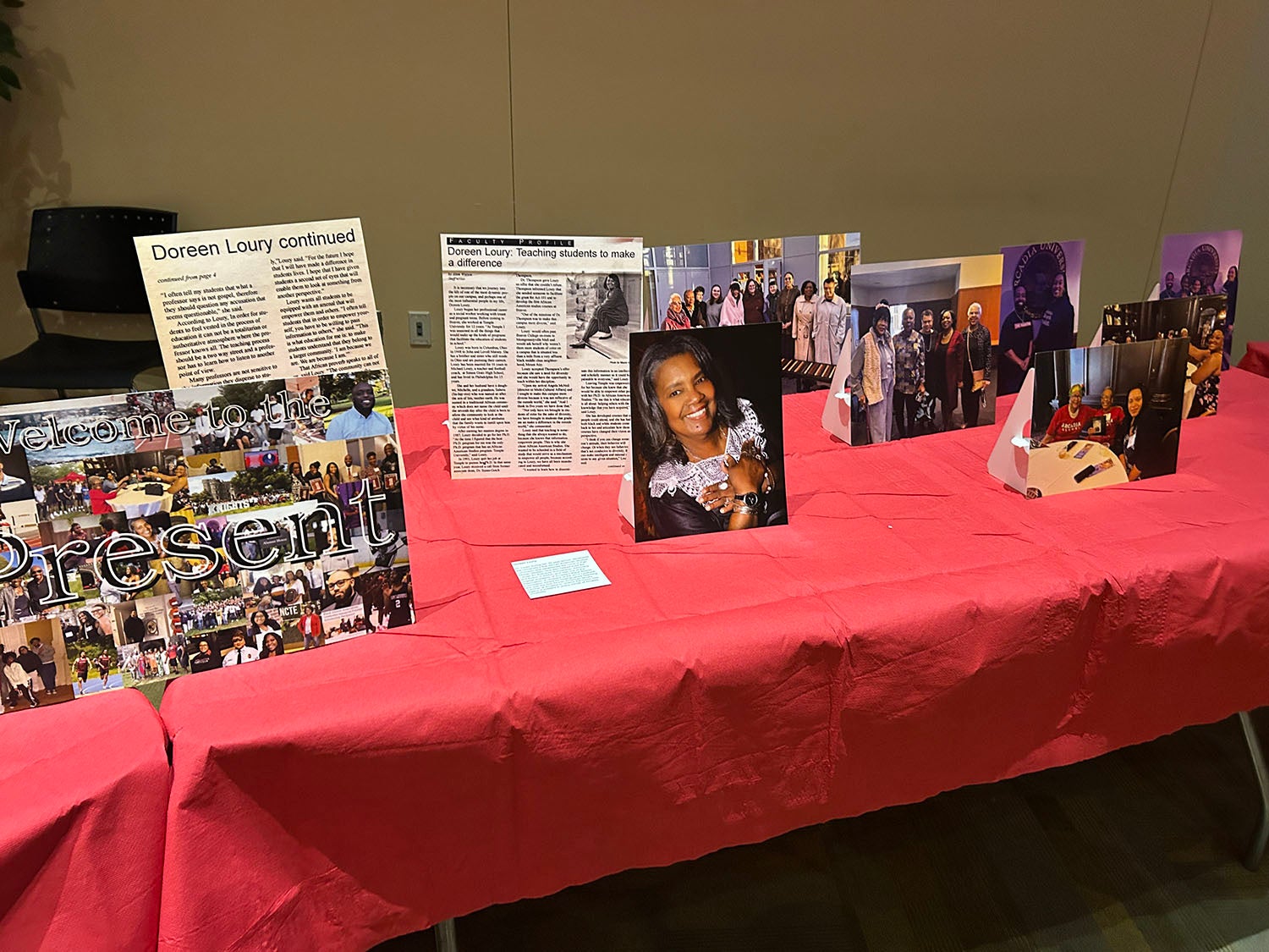 Recent Black history at Arcadia, displayed at "“UJIMA: Highlighting Arcadia’s Black History.”