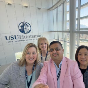 Prof. Jennifer Fritch, Dr. Annette Halpin (back), Dr. Raghu Kurthakoti, and Prof. Y. Rosie Madison at the ABSEL conference