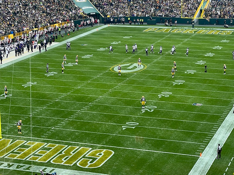 A view of Lambeau Field in Green Bay.