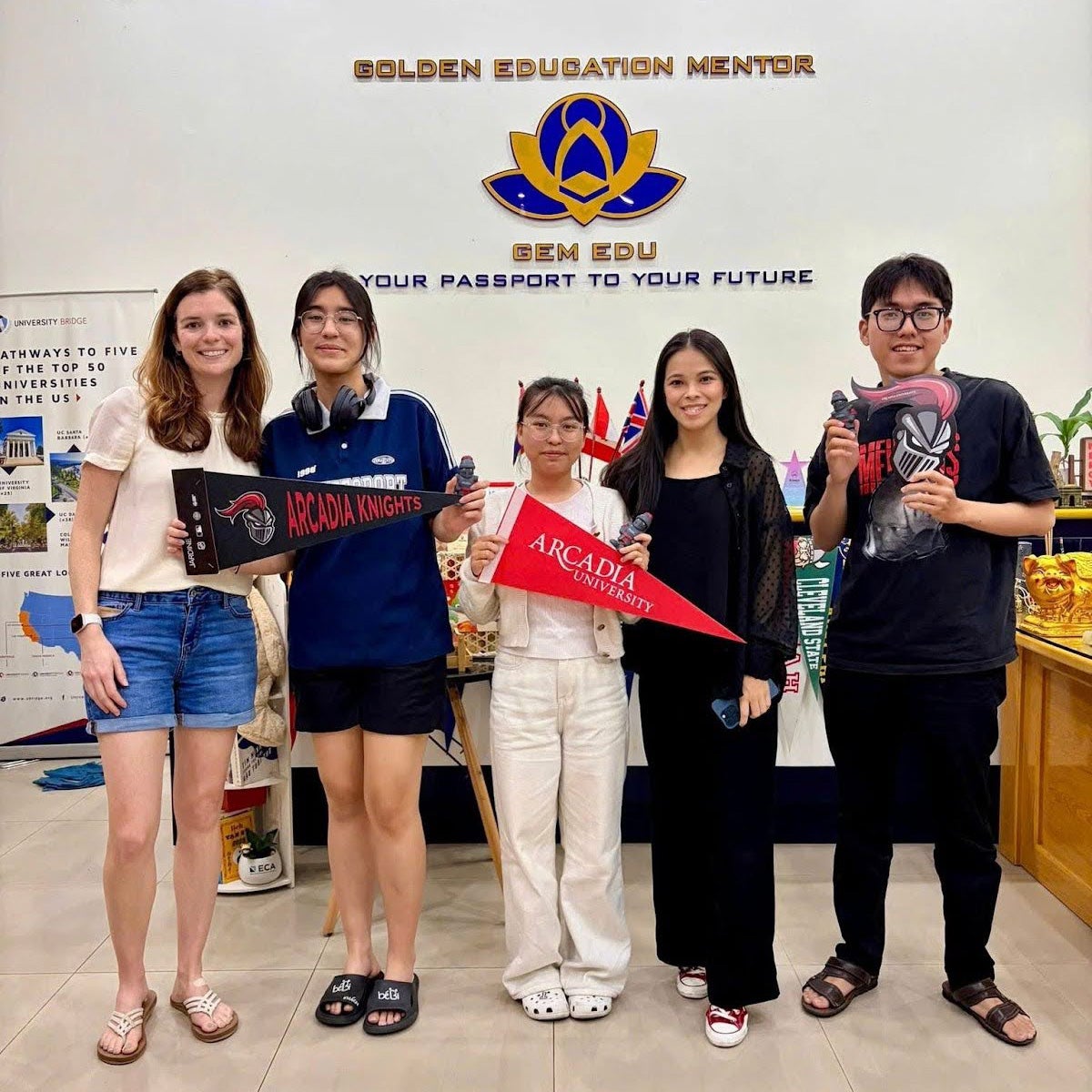 Jessica Ketterlinus meets with prospective students in Danang City at GEM Recruiting Agency’s office