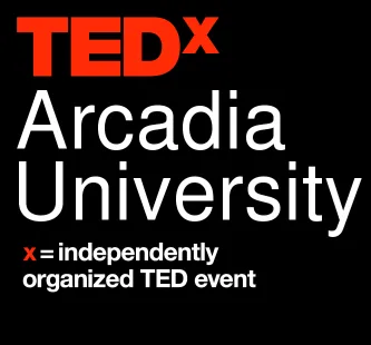 The black and red square logo for TEDx Arcadia University, an independently organized TED event for April 2026.