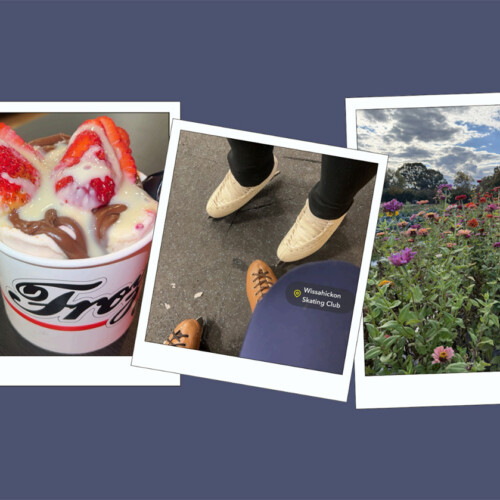 A collage of photos from spots that Michelle Freeland ’27 points out in her blog.