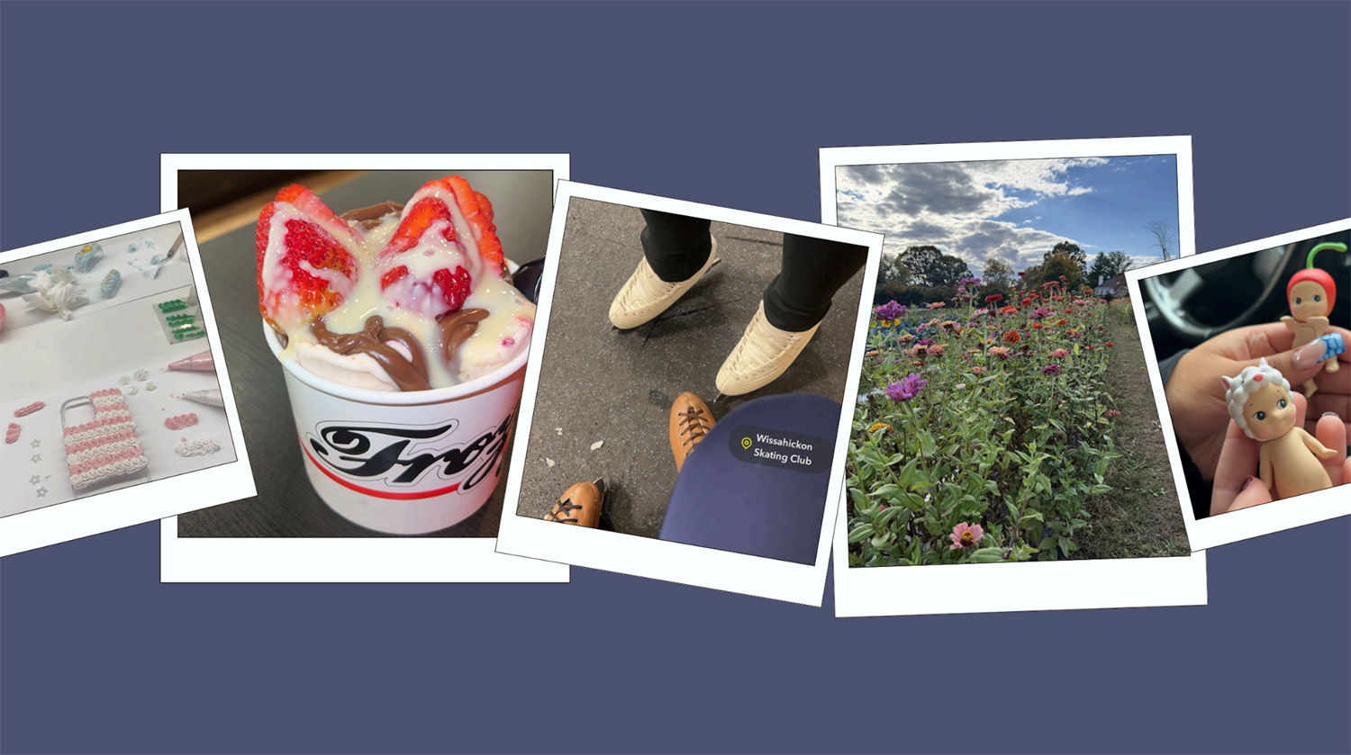 A collage of photos from spots that Michelle Freeland ’27 points out in her blog.