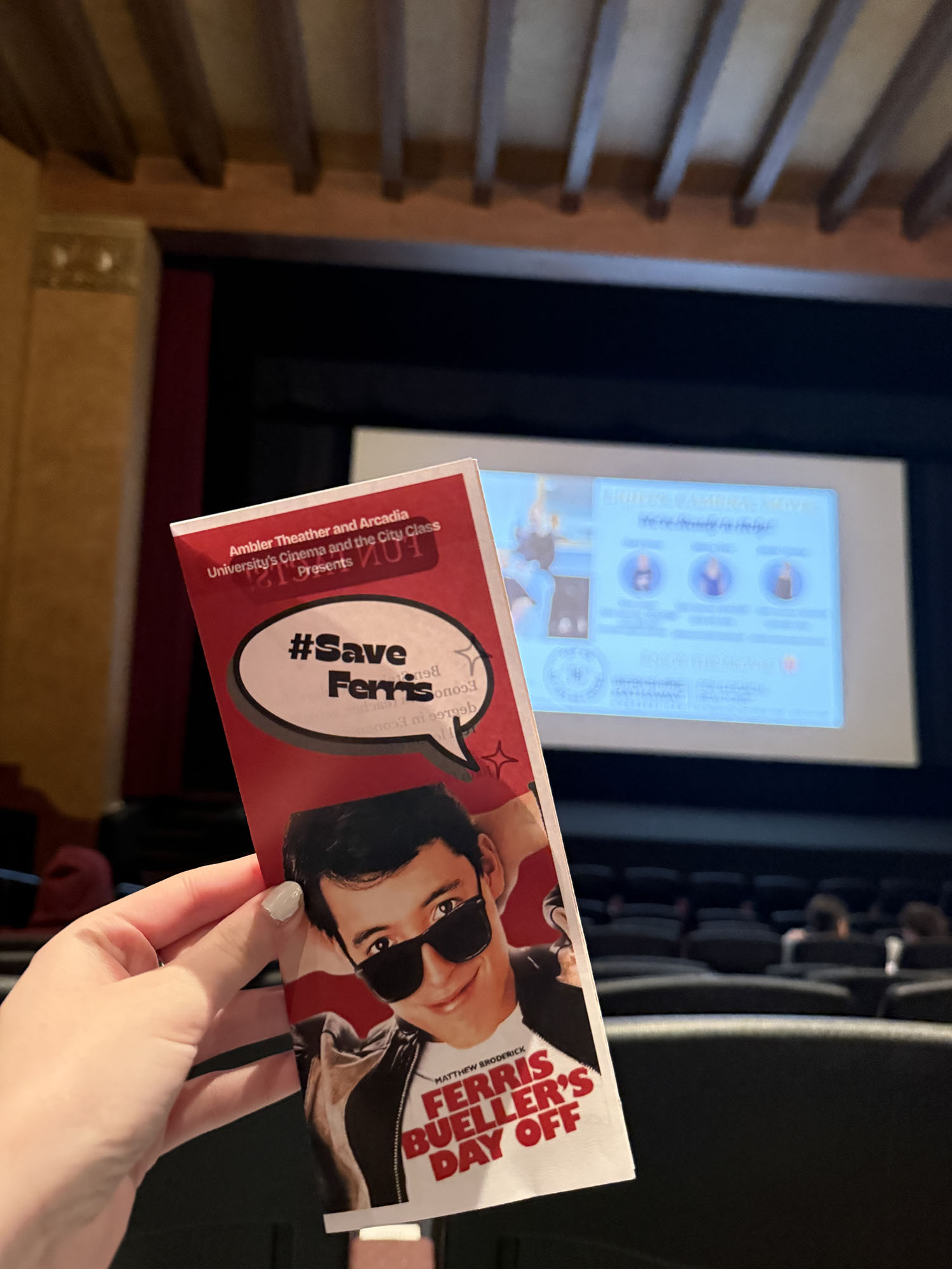 A pamphlet made by Cinema and the City students in the Ambler Theater.