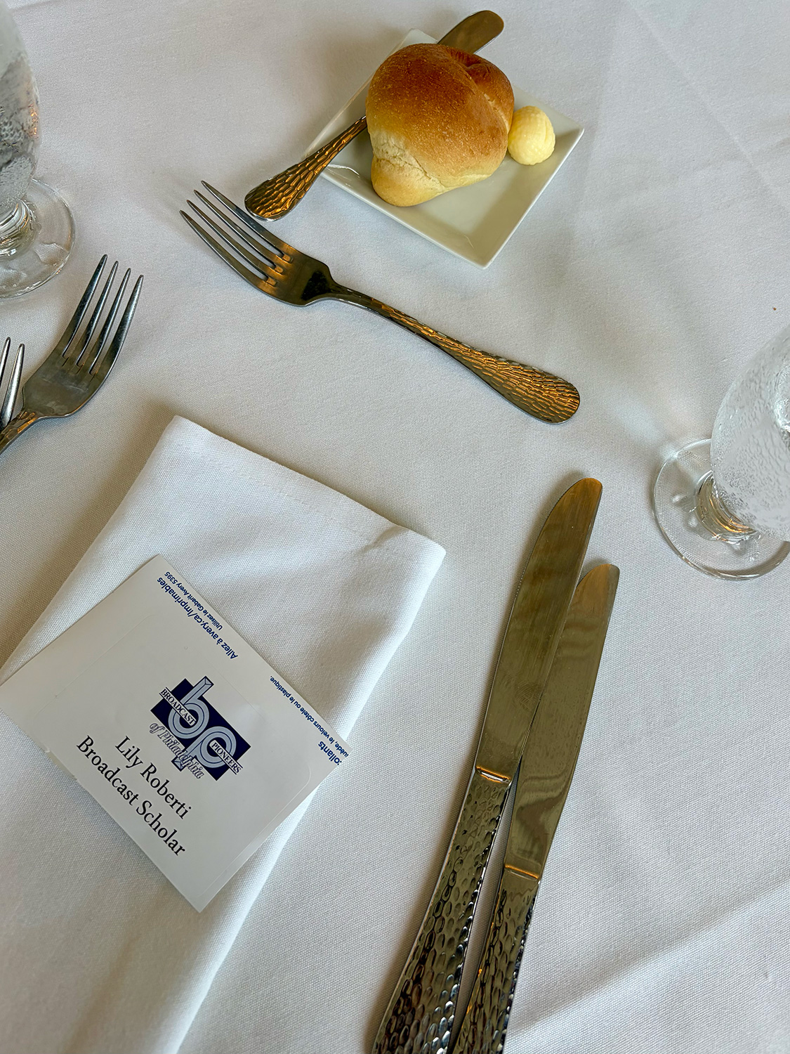 Lily Roberti's seat at the scholarship luncheon.