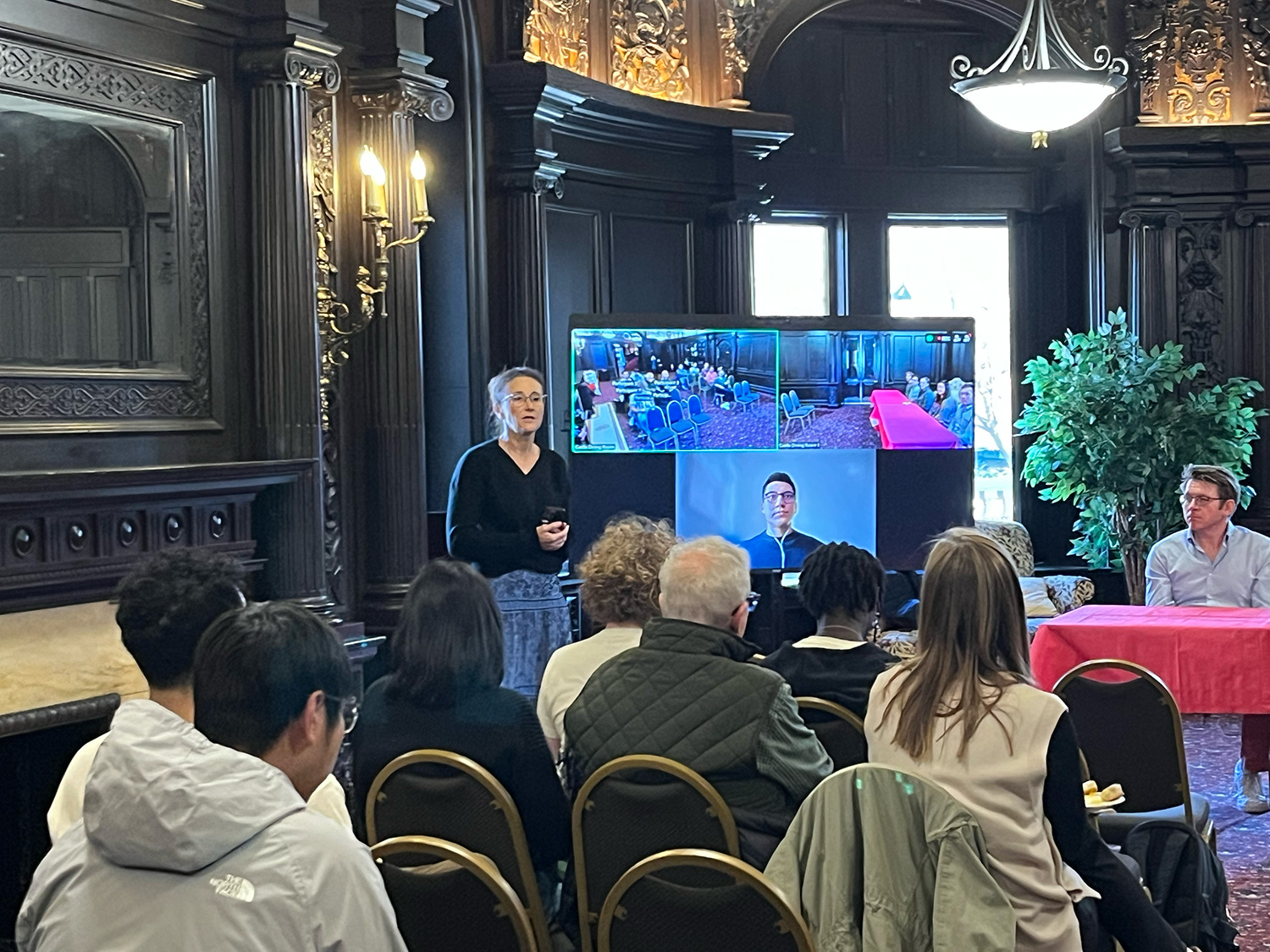 A speaker addressing the attendees of the STEM panel.
