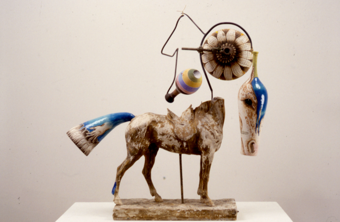 Photo of a white artistic horse.