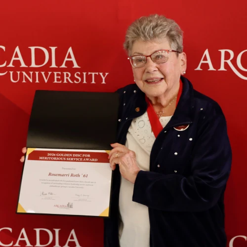 Golden Disc for Meritorious Service winner Rosemarri Roth '61.
