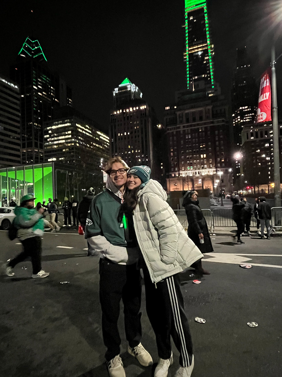 Kirby Meyer ’26 in Eagles gear after the Super Bowl.