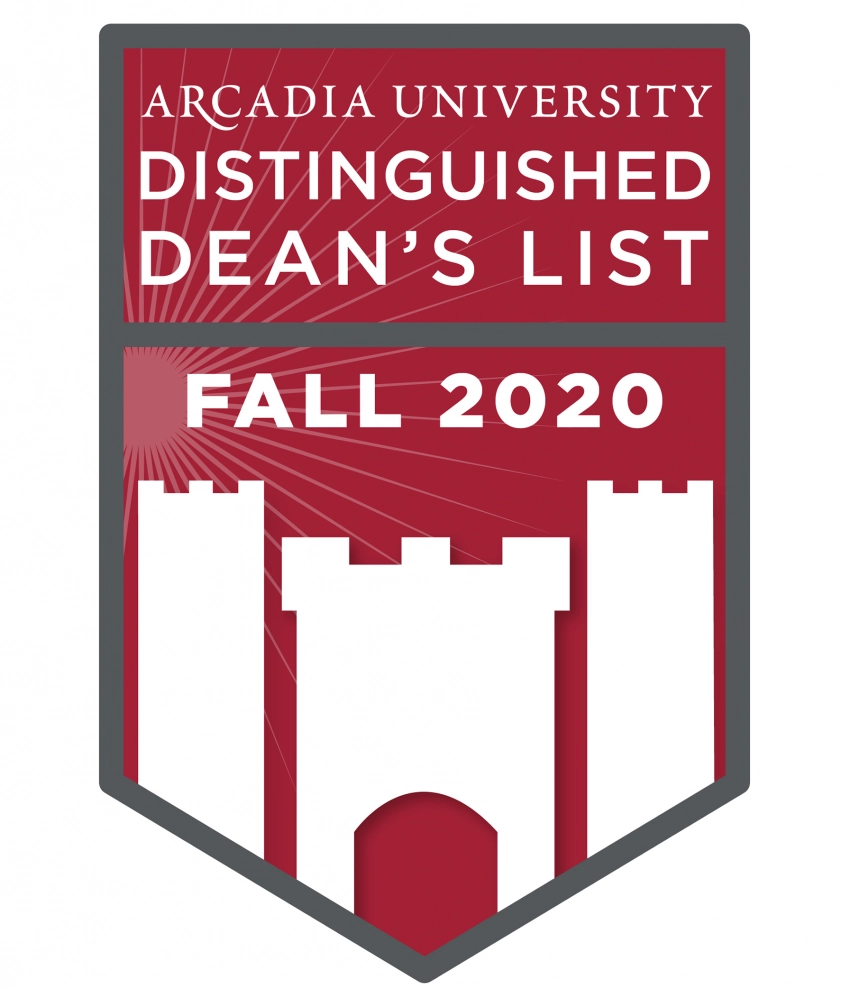 Arcadia University' Distinguished Dean's List, Fall 2020 Badge