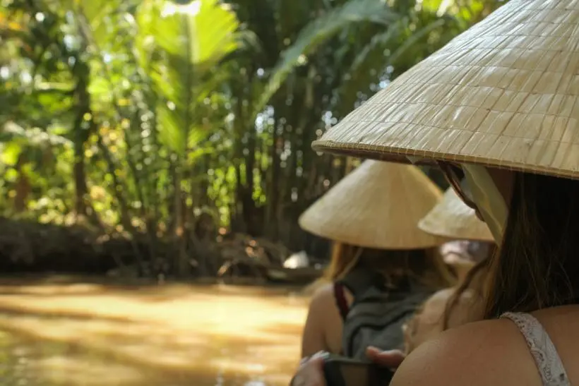 An Arcadia student visits a jungle area in Vietnam.