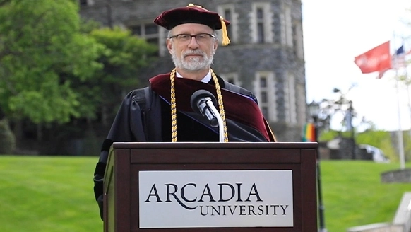 Jeff Rutenbeck, Ph.D. Provost and Senior Vice President for Academic Affairs speaks at an event at Arcadia University.