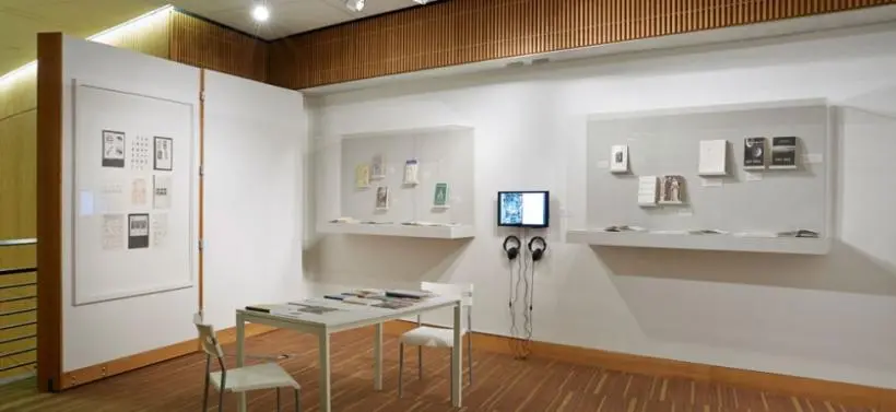 Photograph of Commons Art Gallery exhibition space featuring Patti Hill's artwork.