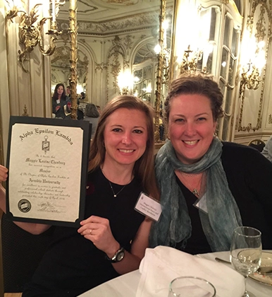 IPCR honors society students at a dinner presentation