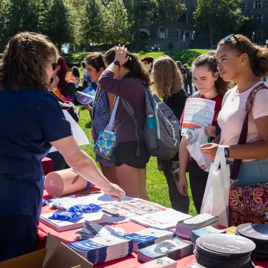 Students learn about Health and Wellness Services at the Health and Wellness Fair.