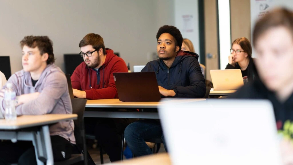 Students listen during class.