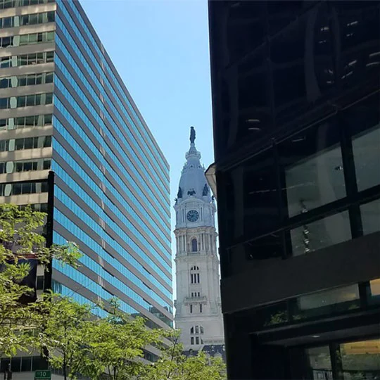 Old and new buildings in the City Center Philadelphia.