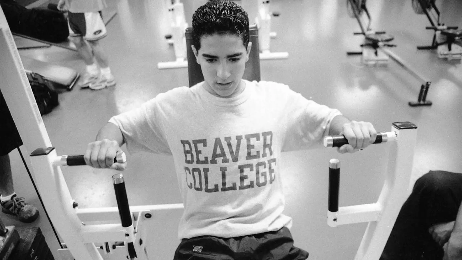 Keeping fit at Beaver College in the gym.