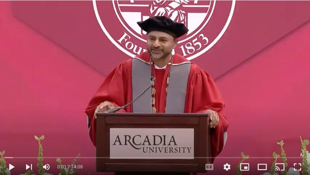 Commencement 2022 president Nair at the Podium