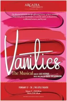 Red and pink flyer for Vanities: The Musical