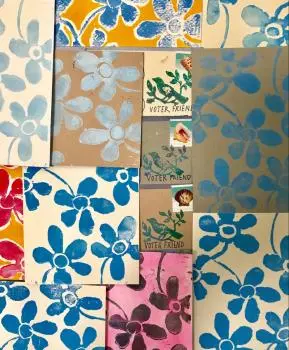 An image of colorful floral postcards