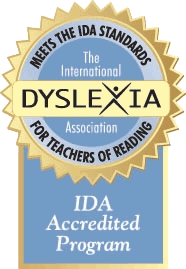 Logo for IDA accredited program from the International Dyslexia Association.