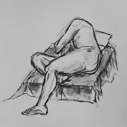 a drawing of a naked male from behind