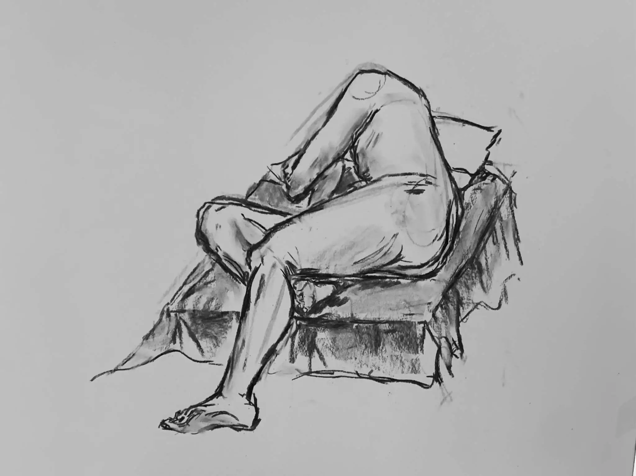 a drawing of a naked male from behind