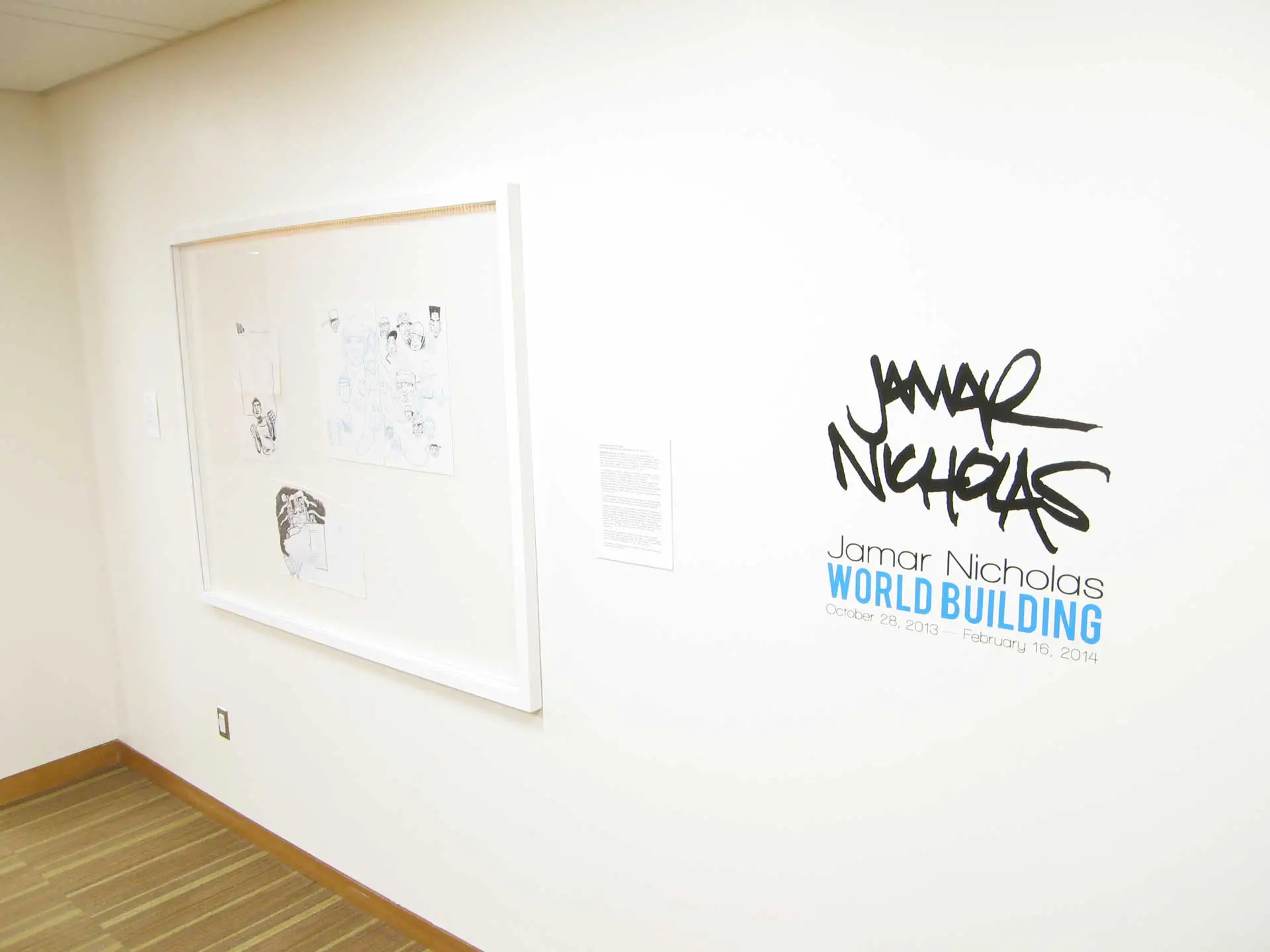 nstallation view, "Jamar Nicholas: World Building", Great Room Lobby, photo: Matthew Borgen
