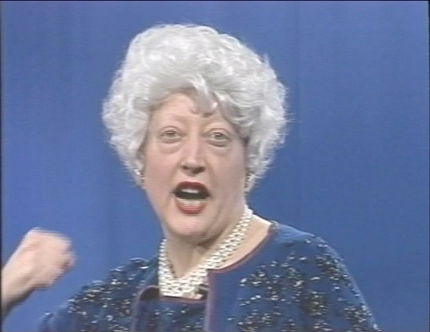 Martha Wilson (with sound by Ron Littke) Martha Wilson as Barbara Bush, March 11, 1991,color video with sound, 7 minutes, 23 seconds