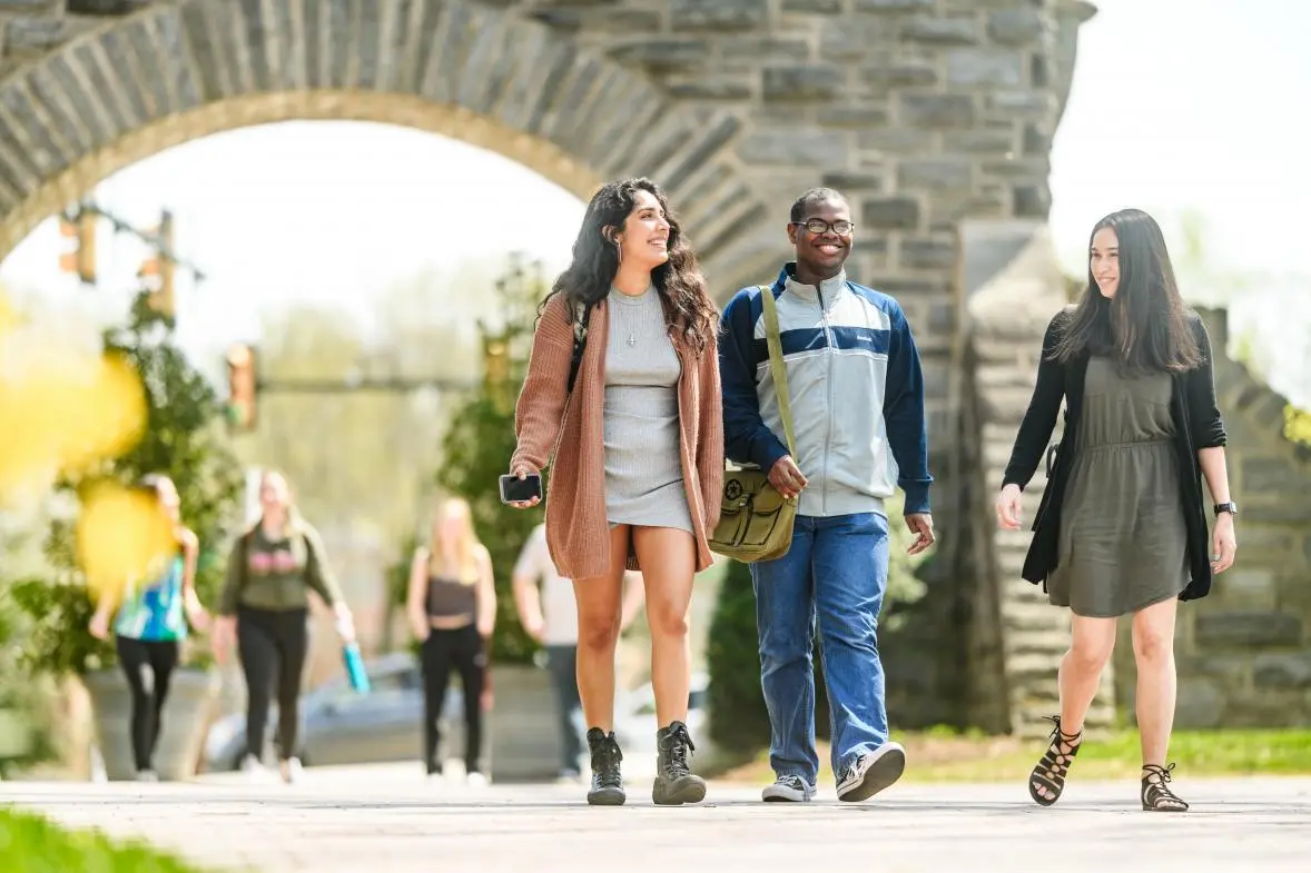 Several students walking together on campus