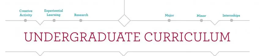 Undergraduate Curriculum chart lists research, internships, creative activity, major and minor.