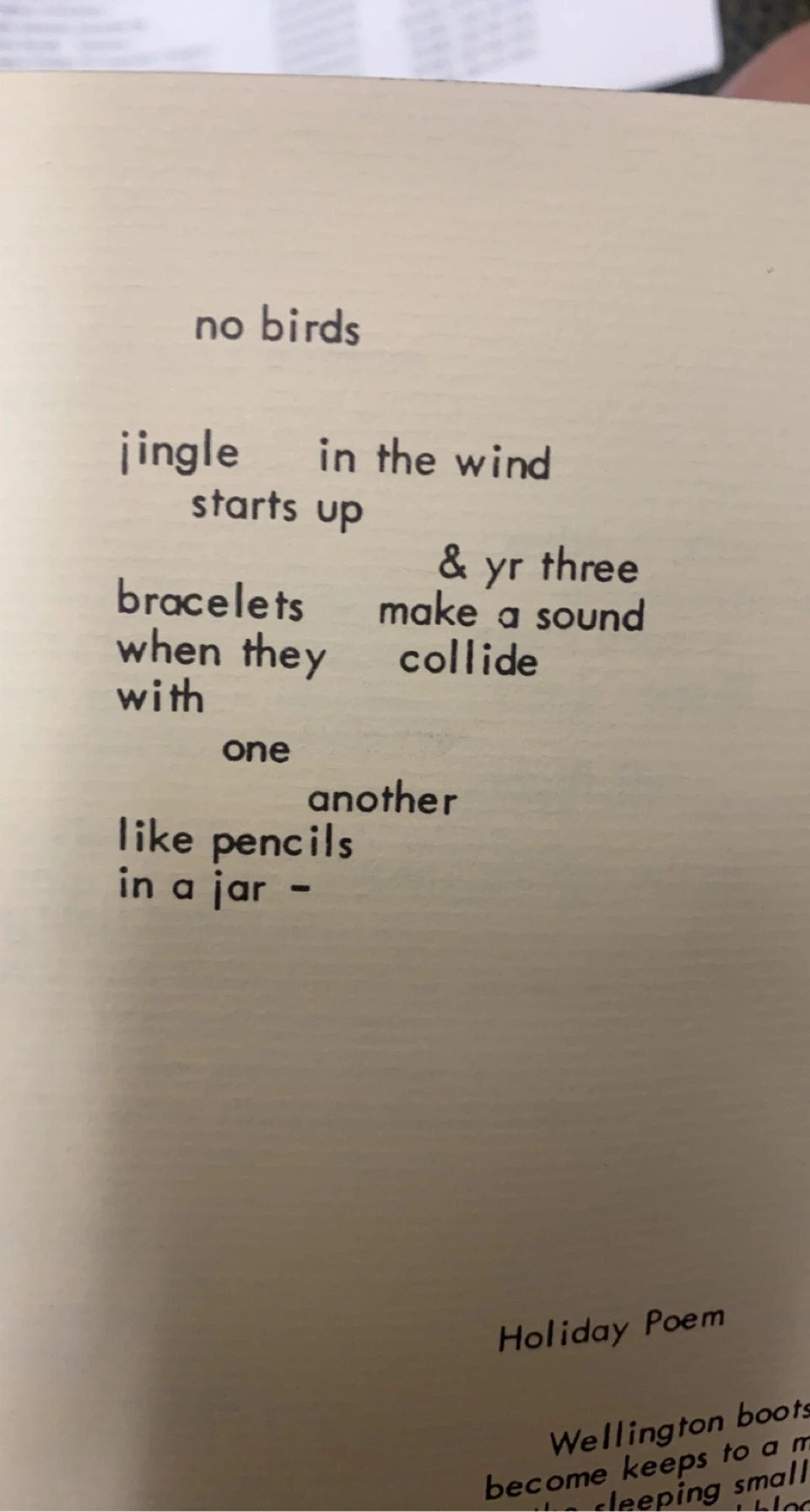The poem "no birds" in the book Love Poems